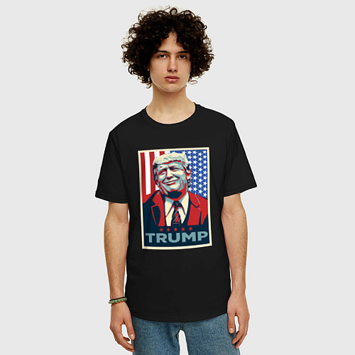 Мужская футболка оверсайз Трамп Дональд / Черный – фото 3