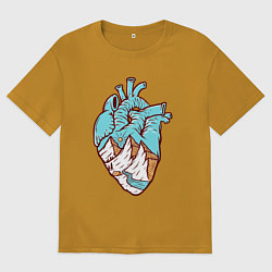 Мужская футболка оверсайз Сердце и горы