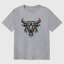 Мужская футболка оверсайз Мифологический символ голова быка