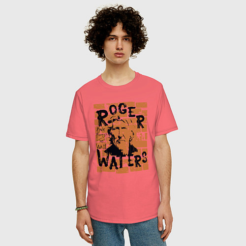 Мужская футболка оверсайз Rodger Waters Pink Floyd рок / Коралловый – фото 3