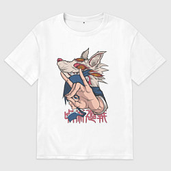 Мужская футболка оверсайз Человек-бензопила Аки Хаякава лис