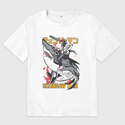 Мужская футболка оверсайз Человек-бензопила Денджи акула