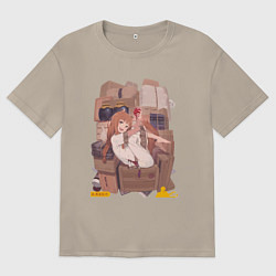 Футболка оверсайз мужская Волчица и пряности Холо арт, цвет: миндальный