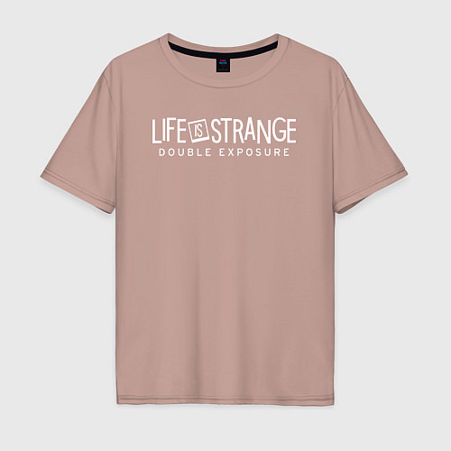 Мужская футболка оверсайз Life is strange double exposure logotypе / Пыльно-розовый – фото 1
