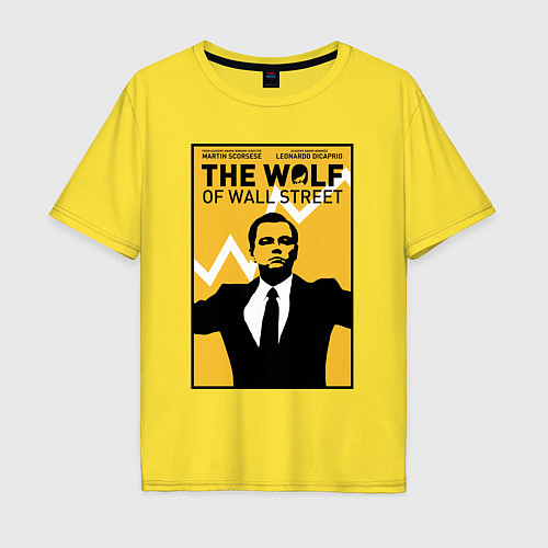 Мужская футболка оверсайз Волк с волстрит - Ди Каприо / Желтый – фото 1