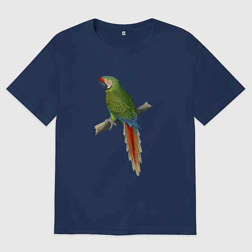 Мужская футболка оверсайз Зеленый ара / Тёмно-синий – фото 1