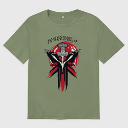 Мужская футболка оверсайз Вороны воины и символика воина - молот тора