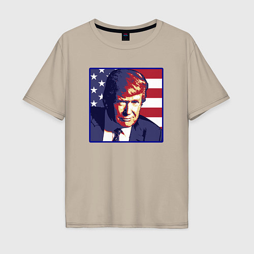 Мужская футболка оверсайз Президент Дональд Трамп / Миндальный – фото 1