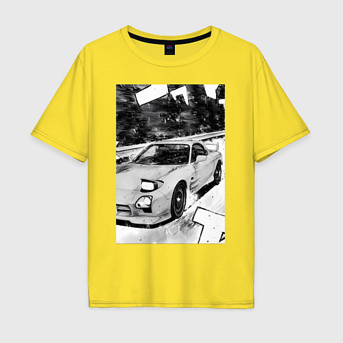 Мужская футболка оверсайз Mazda rx-7 авто / Желтый – фото 1