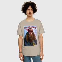 Футболка оверсайз мужская Форест Гамп - Том Хэнкс, цвет: миндальный — фото 2