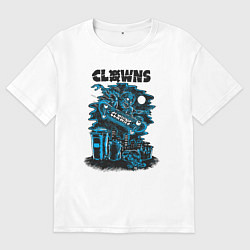 Мужская футболка оверсайз Ночной скелет скейтбордист