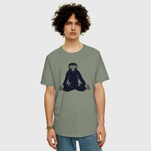 Мужская футболка оверсайз Yoga monkey / Авокадо – фото 3