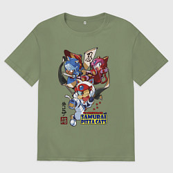 Мужская футболка оверсайз Samurai pizza cats