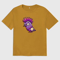 Мужская футболка оверсайз Голубь панк с ирокезом