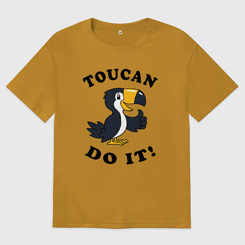 Мужская футболка оверсайз Тукан это сделал / Горчичный – фото 1
