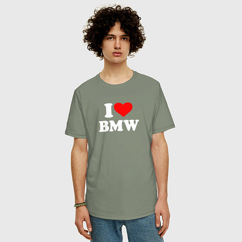 Мужская футболка оверсайз I love my BMW / Авокадо – фото 3