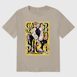 Футболка оверсайз мужская Модный Годжо - Магическая битва, цвет: миндальный