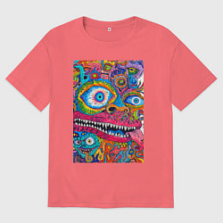 Мужская футболка оверсайз Психоделический монстр
