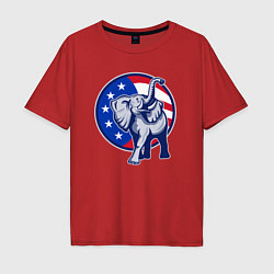 Футболка оверсайз мужская USA elephant, цвет: красный