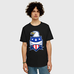 Футболка оверсайз мужская Орёл и американский щит, цвет: черный — фото 2