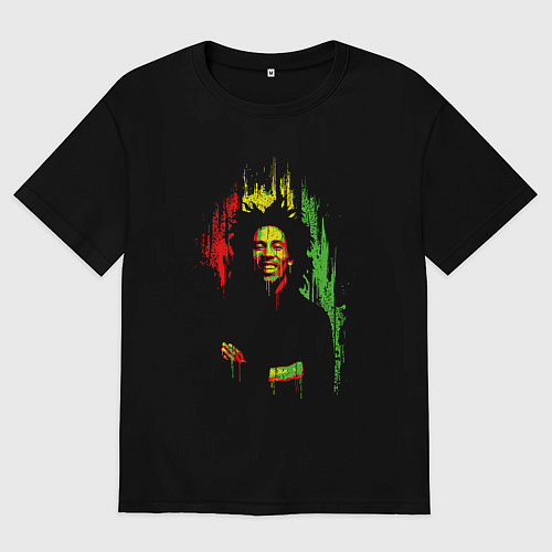 Мужская футболка оверсайз Bob Marley vibe / Черный – фото 1