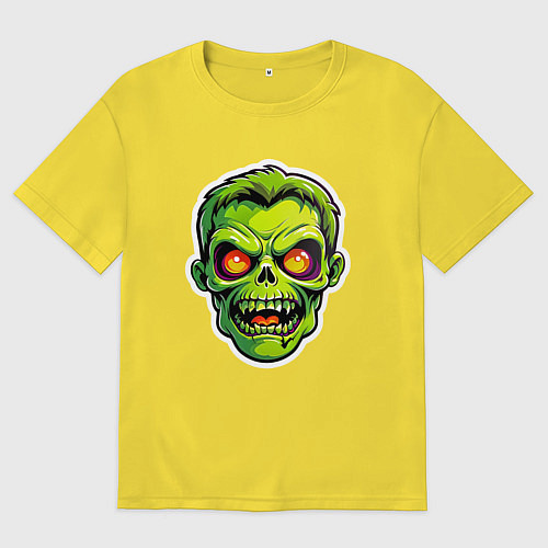 Мужская футболка оверсайз Голова зомби / Желтый – фото 1