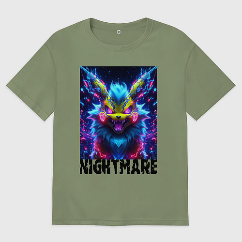 Мужская футболка оверсайз Nightmare - Pikachu / Авокадо – фото 1