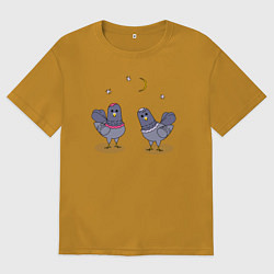 Мужская футболка оверсайз Голуби - парочка