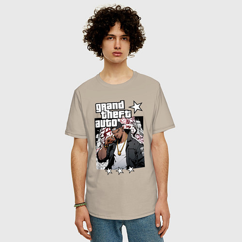 Мужская футболка оверсайз Темнокожий бандит из GTA 6 / Миндальный – фото 3
