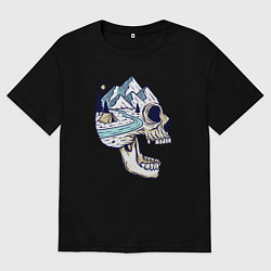 Футболка оверсайз мужская Черепок и природа, цвет: черный