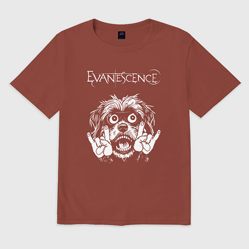 Мужская футболка оверсайз Evanescence rock dog / Кирпичный – фото 1