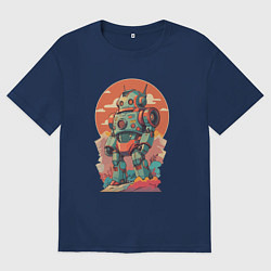 Мужская футболка оверсайз Ретро робот в стиле аниме