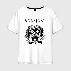 Футболка оверсайз мужская Bon Jovi - rock dog, цвет: белый