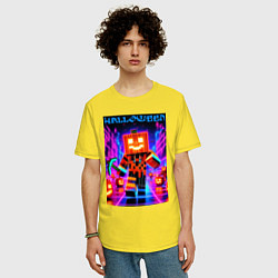 Футболка оверсайз мужская Halloween is coming - neon glow collaboration, цвет: желтый — фото 2