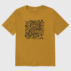 Мужская футболка оверсайз Абстрактные цветы и линии