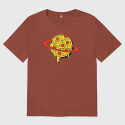 Мужская футболка оверсайз Пицца Сатурн