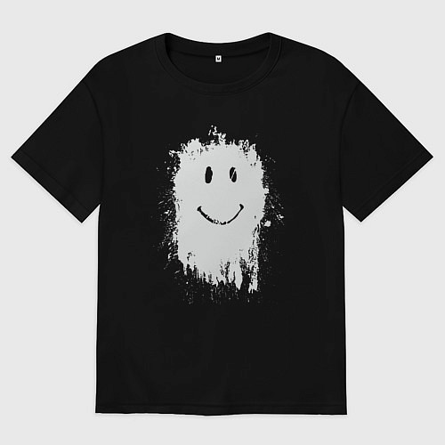 Мужская футболка оверсайз Стекающий смайлик / Черный – фото 1