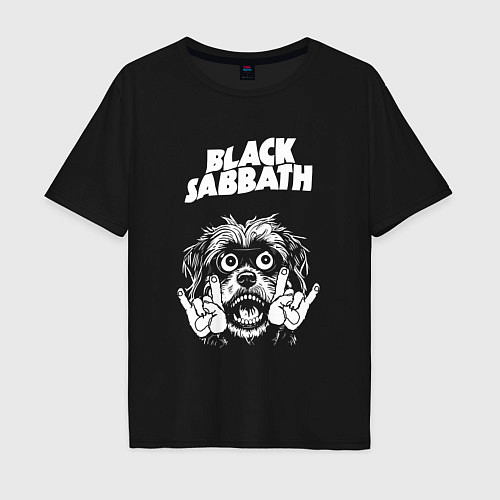 Мужская футболка оверсайз Black Sabbath rock dog / Черный – фото 1