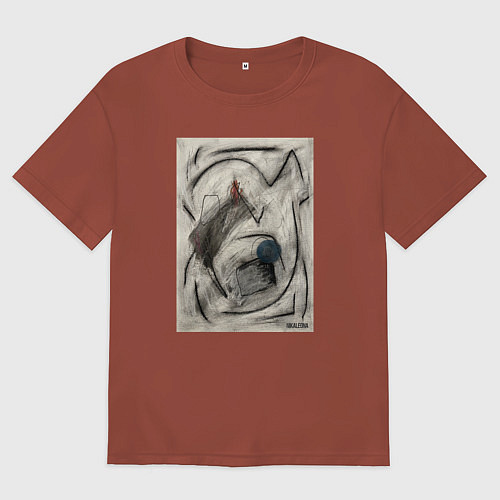 Мужская футболка оверсайз Абстрактная картина Forms / Кирпичный – фото 1