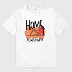 Футболка оверсайз мужская Девушка дома, цвет: белый