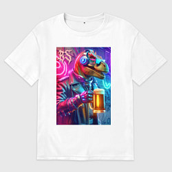 Футболка оверсайз мужская Dude beersaur - neon glow, цвет: белый