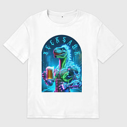 Мужская футболка оверсайз Neon beersaur - ai art fantasy