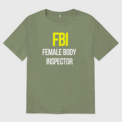 Футболка оверсайз мужская FBI white text, цвет: авокадо