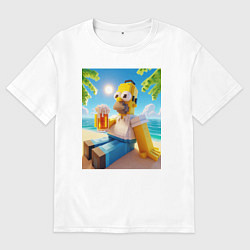 Мужская футболка оверсайз Гомер Симпсон в стиле Майнкрафт с кружкой пива - н