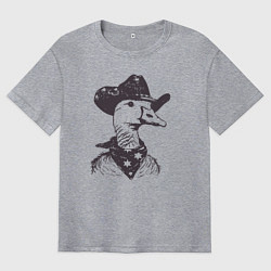 Футболка оверсайз мужская Гусь ковбой, цвет: меланж