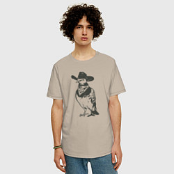 Футболка оверсайз мужская Голубь ковбой, цвет: миндальный — фото 2