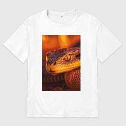 Футболка оверсайз мужская Огненная змея, цвет: белый