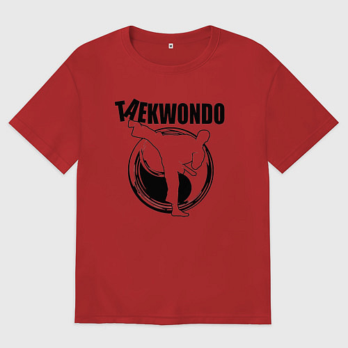 Мужская футболка оверсайз Тхэквондо удар ногой / Красный – фото 1