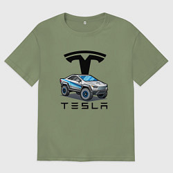 Мужская футболка оверсайз Tesla сybertruck Elon Musk
