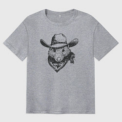 Мужская футболка оверсайз Опоссум ковбой